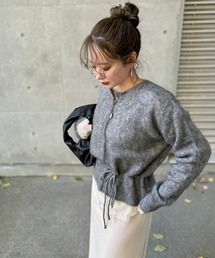 mohair waist ribbon knit cardigan /モヘアウエストリボンニットカーディガン