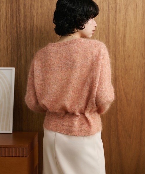 LAULEN(ローレン)の「mohair waist ribbon knit cardigan /モヘアウエストリボンニットカーディガン(カーディガン/ボレロ・レディース・ブラウン/ピンク/グレー・FREE)」の5枚目の写真