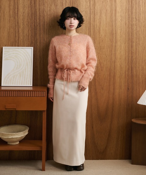 LAULEN(ローレン)の「mohair waist ribbon knit cardigan /モヘアウエストリボンニットカーディガン(カーディガン/ボレロ・レディース・ブラウン/ピンク/グレー・FREE)」の7枚目の写真