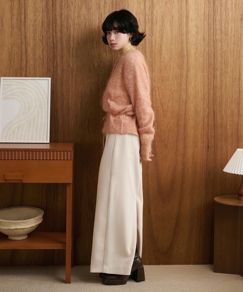 LAULEN(ローレン)の「mohair waist ribbon knit cardigan /モヘアウエストリボンニットカーディガン(カーディガン/ボレロ・レディース・ブラウン/ピンク/グレー・FREE)」の9枚目の写真