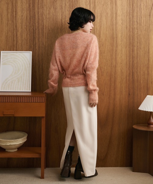 LAULEN(ローレン)の「mohair waist ribbon knit cardigan /モヘアウエストリボンニットカーディガン(カーディガン/ボレロ・レディース・ブラウン/ピンク/グレー・FREE)」の10枚目の写真