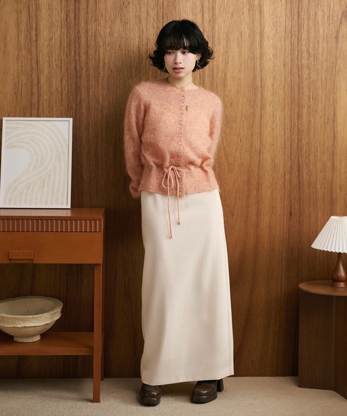 LAULEN(ローレン)の「mohair waist ribbon knit cardigan /モヘアウエストリボンニットカーディガン(カーディガン/ボレロ・レディース・ブラウン/ピンク/グレー・FREE)」の11枚目の写真