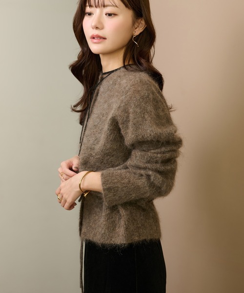 LAULEN(ローレン)の「mohair waist ribbon knit cardigan /モヘアウエストリボンニットカーディガン(カーディガン/ボレロ・レディース・ブラウン/ピンク/グレー・FREE)」の17枚目の写真