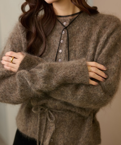 LAULEN(ローレン)の「mohair waist ribbon knit cardigan /モヘアウエストリボンニットカーディガン(カーディガン/ボレロ・レディース・ブラウン/ピンク/グレー・FREE)」の19枚目の写真