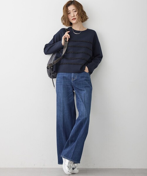 23区（ニジュウサンク）の「フリルボーダー ニット（ニット/セーター・レディース・ブラック系/グレー系/ネイビー系・38）」の9枚目の写真