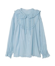 ピンクハウスの水色フリル長袖ブラウス‼️美品❗️ PINK HOUSE｜ピンクハウスのシャツ/ブラウス（ブルー・ネイビー