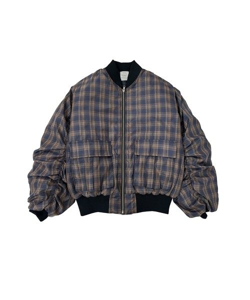 ANDGEEBEE(アンジービー)の「UNISEX オーバーサイズチェックブルゾン(ブルゾン・レディース・ネイビー/ブラック・FREE)」の9枚目の写真