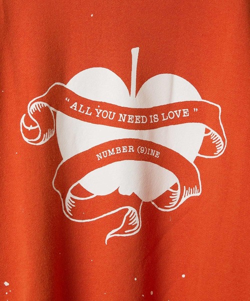 NUMBER (N)INE(ナンバーナイン)の「HAND PAINTED VINTAGE WASH NUMBER (9)INE APPLE SWEATSHIRT / ハンドペイント ヴィンテージウォッシュ ナンバーナイン アップルモチーフ スウェットシャツ(スウェット・メンズ・ブラック/オレンジ・2/3/4)」の9枚目の写真