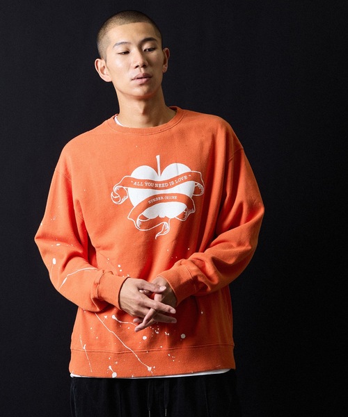 HAND PAINTED VINTAGE WASH NUMBER (9)INE APPLE SWEATSHIRT