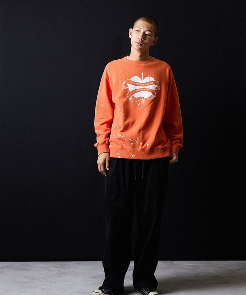 HAND PAINTED VINTAGE WASH NUMBER (9)INE APPLE SWEATSHIRT / ハンド