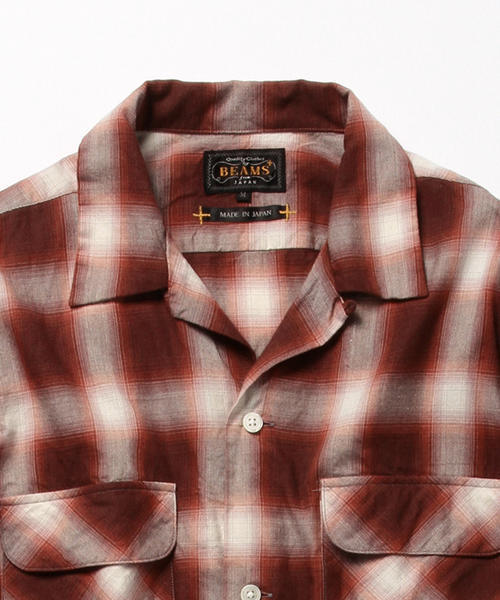 BEAMS PLUS（ビームスプラス）の「◇BEAMS PLUS / オンブレチェック オープンカラーシャツ（シャツ/ブラウス・メンズ・レッド/ブルー・X-LARGE/LARGE/SMALL/MEDIUM）」の4枚目の写真