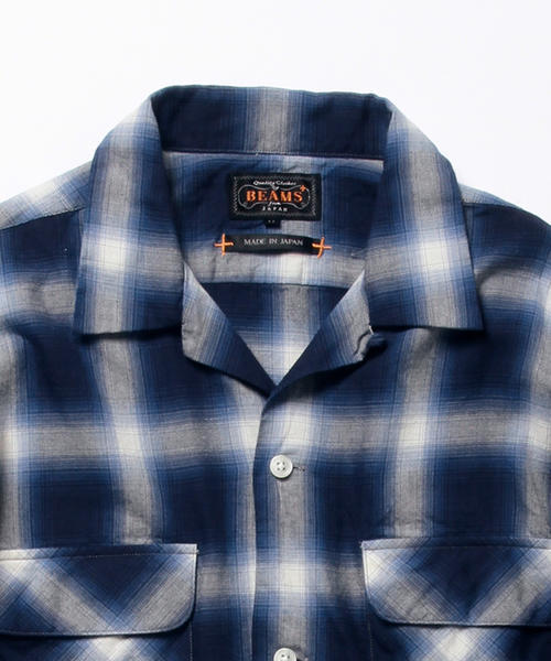 BEAMS PLUS（ビームスプラス）の「◇BEAMS PLUS / オンブレチェック オープンカラーシャツ（シャツ/ブラウス・メンズ・レッド/ブルー・X-LARGE/LARGE/SMALL/MEDIUM）」の9枚目の写真