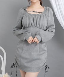 DearMyLoveRose | ヨークギャザーフードミニワンピース【大きいサイズ有り】(ワンピース)