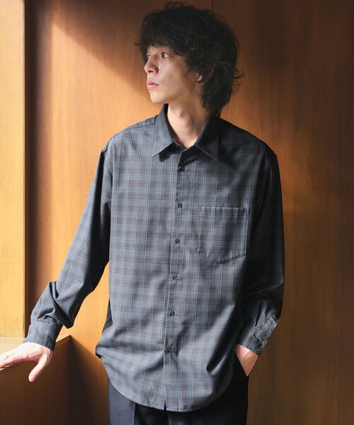 green label relaxing(グリーンレーベルリラクシング)の「TRフラノ パターン ジャストルーズ レギュラーカラー シャツ(シャツ/ブラウス・メンズ・ネイビー/ケリーグリーン/ライトグレー・XL/L/M/S)」の3枚目の写真