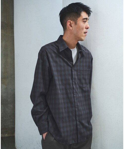 green label relaxing(グリーンレーベルリラクシング)の「TRフラノ パターン ジャストルーズ レギュラーカラー シャツ(シャツ/ブラウス・メンズ・ネイビー/ケリーグリーン/ライトグレー・XL/L/M/S)」の5枚目の写真