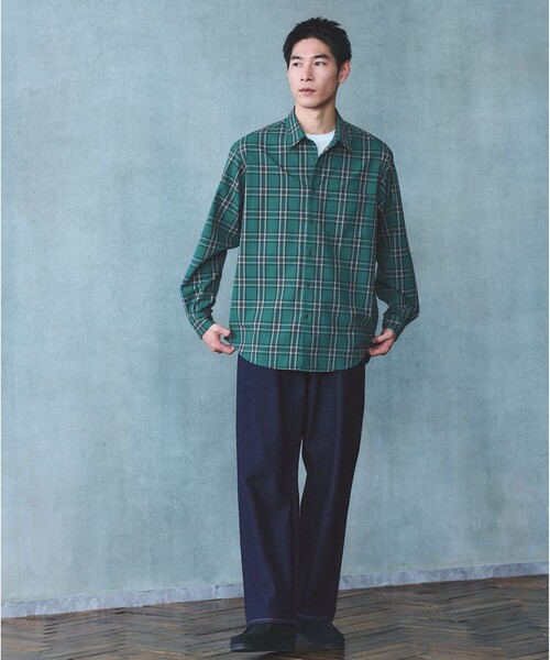 green label relaxing(グリーンレーベルリラクシング)の「TRフラノ パターン ジャストルーズ レギュラーカラー シャツ(シャツ/ブラウス・メンズ・ネイビー/ケリーグリーン/ライトグレー・XL/L/M/S)」の7枚目の写真