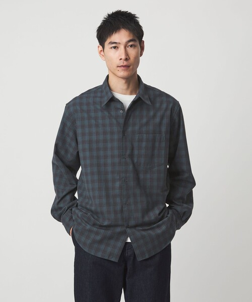 green label relaxing(グリーンレーベルリラクシング)の「TRフラノ パターン ジャストルーズ レギュラーカラー シャツ(シャツ/ブラウス・メンズ・ネイビー/ケリーグリーン/ライトグレー・XL/L/M/S)」の10枚目の写真