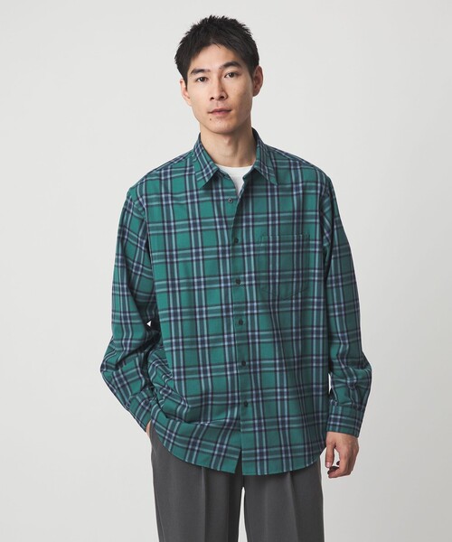 green label relaxing(グリーンレーベルリラクシング)の「TRフラノ パターン ジャストルーズ レギュラーカラー シャツ(シャツ/ブラウス・メンズ・ネイビー/ケリーグリーン/ライトグレー・XL/L/M/S)」の14枚目の写真