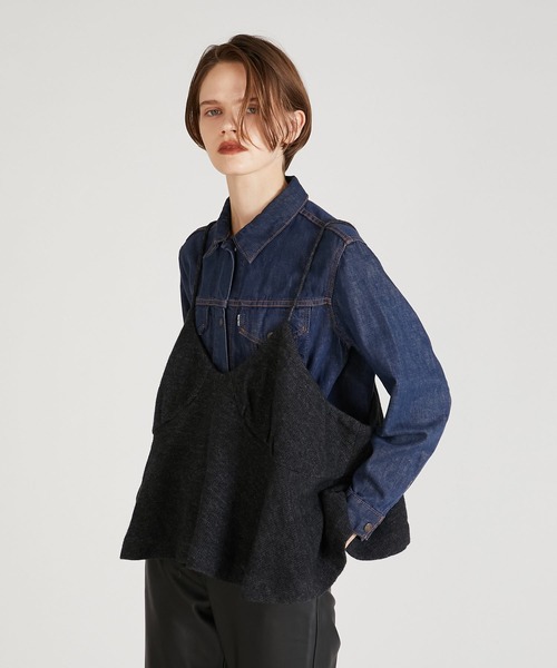 crinkle crinkle crinkle（クリンクルクリンクルクリンクル）の「【crinkle crinkle crinkle】wool mix lingerie cami/ウールミックスランジェリーキャミ（キャミソール・レディース・グレー/チャコールグレー・FREE）」の9枚目の写真