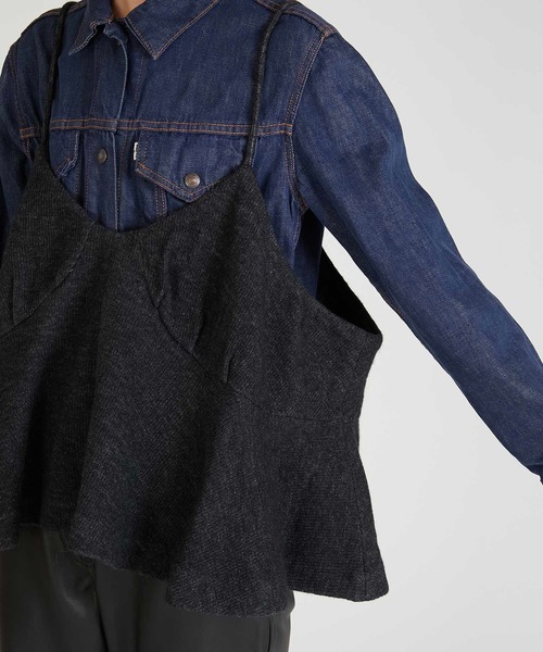 crinkle crinkle crinkle（クリンクルクリンクルクリンクル）の「【crinkle crinkle crinkle】wool mix lingerie cami/ウールミックスランジェリーキャミ（キャミソール・レディース・グレー/チャコールグレー・FREE）」の4枚目の写真