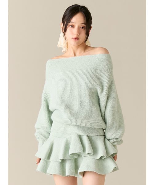 オフショルニットセットアップ（ワンピース）｜LILY BROWN（リリー