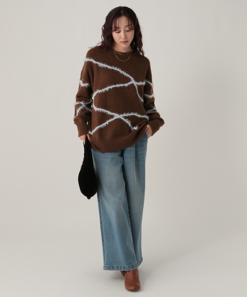 Elura(エルーラ)の「シャギーラインニット/621800(ニット/セーター・レディース・ライトピンク/ライトブルー/ブラウン/ネイビー/グレー/オフホワイト・FREE)」の12枚目の写真