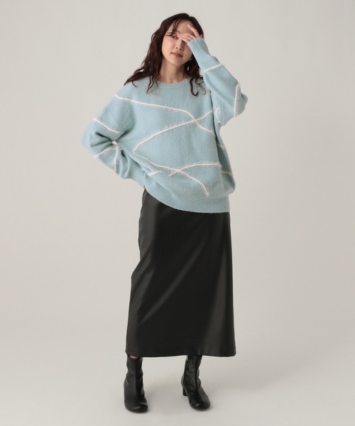 Elura(エルーラ)の「シャギーラインニット/621800(ニット/セーター・レディース・ライトピンク/ライトブルー/ブラウン/ネイビー/グレー/オフホワイト・FREE)」の15枚目の写真