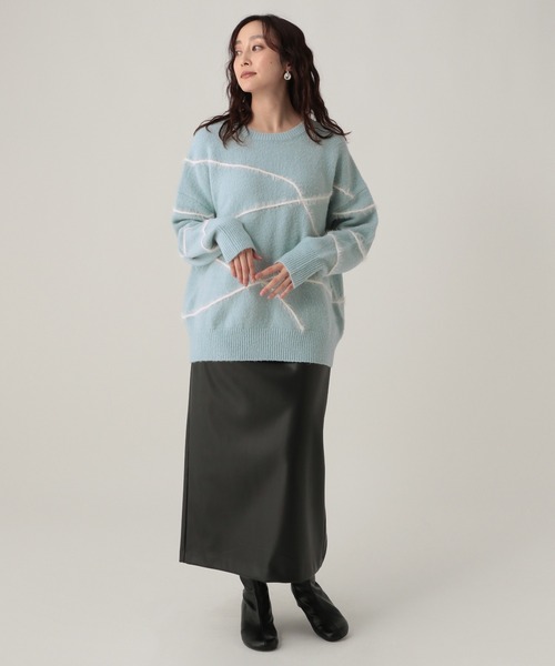 Elura(エルーラ)の「シャギーラインニット/621800(ニット/セーター・レディース・ライトピンク/ライトブルー/ブラウン/ネイビー/グレー/オフホワイト・FREE)」の17枚目の写真