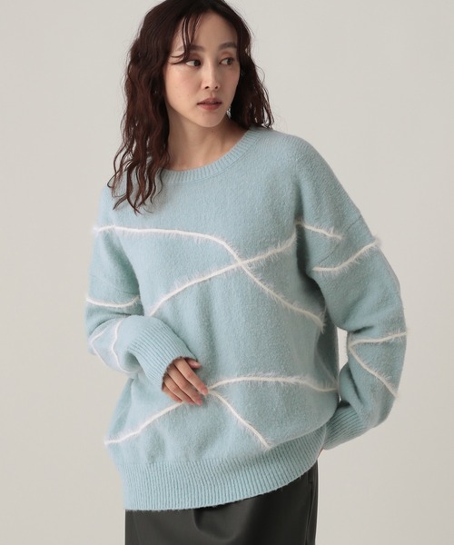 Elura(エルーラ)の「シャギーラインニット/621800(ニット/セーター・レディース・ライトピンク/ライトブルー/ブラウン/ネイビー/グレー/オフホワイト・FREE)」の13枚目の写真