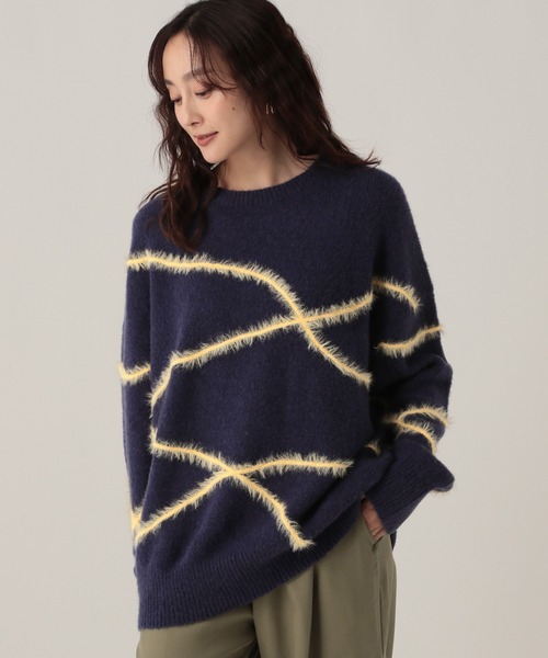Elura(エルーラ)の「シャギーラインニット/621800(ニット/セーター・レディース・ライトピンク/ライトブルー/ブラウン/ネイビー/グレー/オフホワイト・FREE)」の18枚目の写真