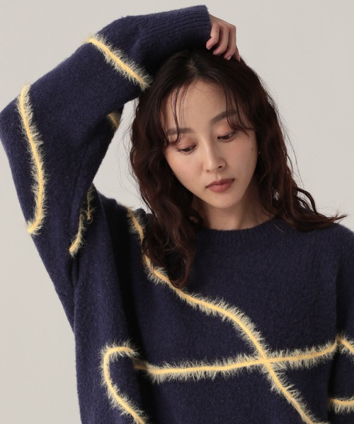 Elura(エルーラ)の「シャギーラインニット/621800(ニット/セーター・レディース・ライトピンク/ライトブルー/ブラウン/ネイビー/グレー/オフホワイト・FREE)」の19枚目の写真