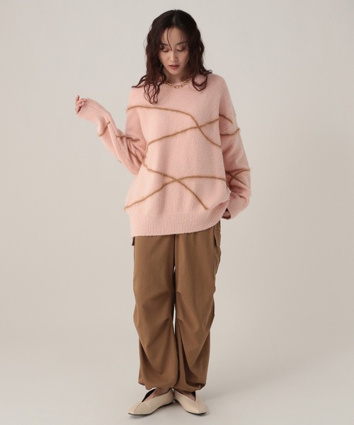 Elura(エルーラ)の「シャギーラインニット/621800(ニット/セーター・レディース・ライトピンク/ライトブルー/ブラウン/ネイビー/グレー/オフホワイト・FREE)」の7枚目の写真