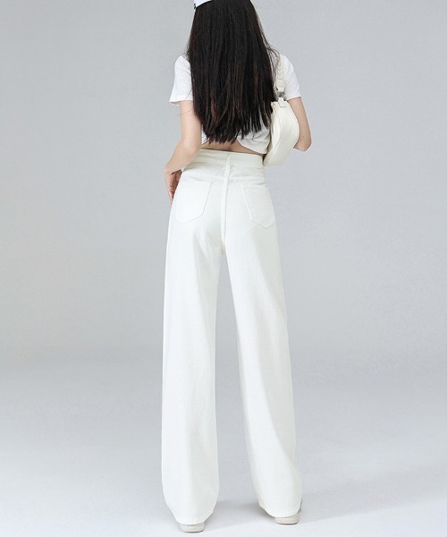 shoppinggo(ショッピングゴー)の「花柄刺 ラインストーン デニムパンツ(デニムパンツ・レディース・ホワイト・M)」の11枚目の写真