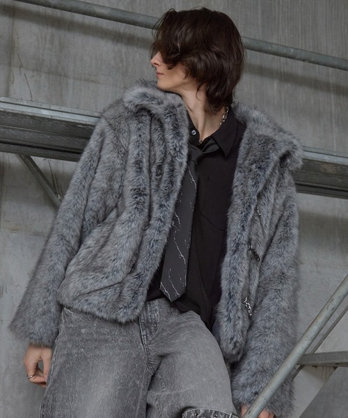 Spielio(シュピーリオ)の「【Spielio】Metal bit faux fur jacket / メタルビットフェイクファージャケット(ブルゾン・メンズ・ブラック/グレー・L/M/S)」の12枚目の写真