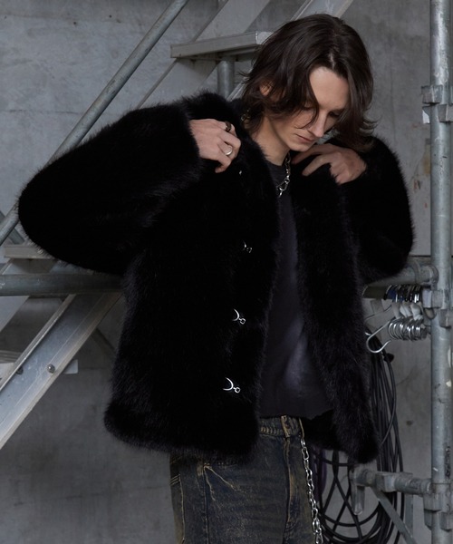 Spielio】Metal bit faux fur jacket / メタルビットフェイクファー