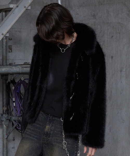 Spielio】Metal bit faux fur jacket / メタルビットフェイクファー