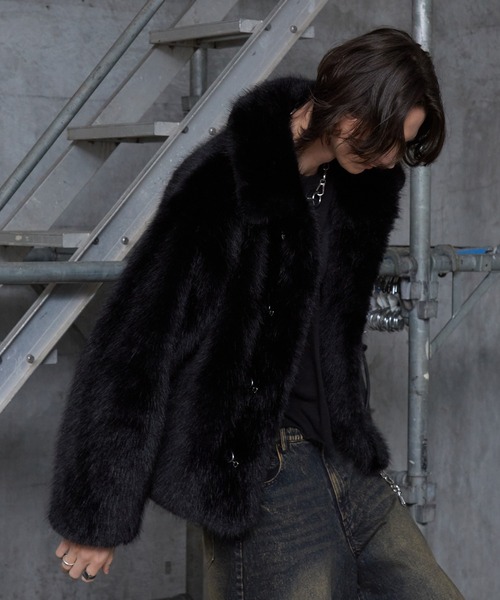 Spielio】Metal bit faux fur jacket / メタルビットフェイクファー
