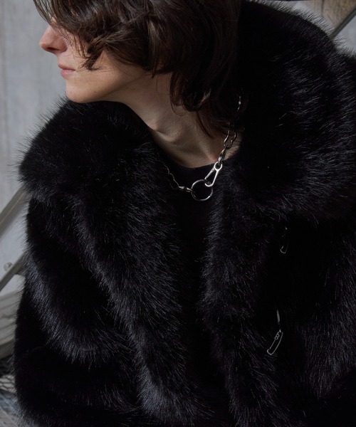Spielio】Metal bit faux fur jacket / メタルビットフェイクファー