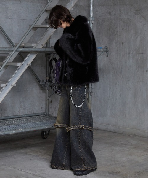 Spielio】Metal bit faux fur jacket / メタルビットフェイクファー