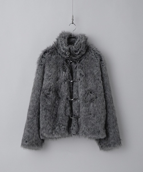 Spielio】Metal bit faux fur jacket / メタルビットフェイクファー
