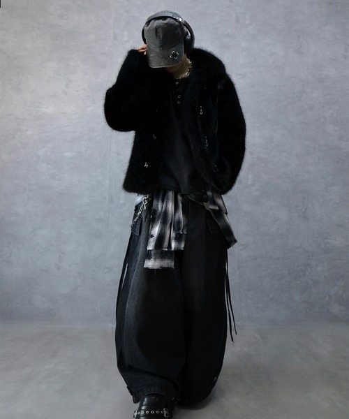 Spielio】Metal bit faux fur jacket / メタルビットフェイクファー