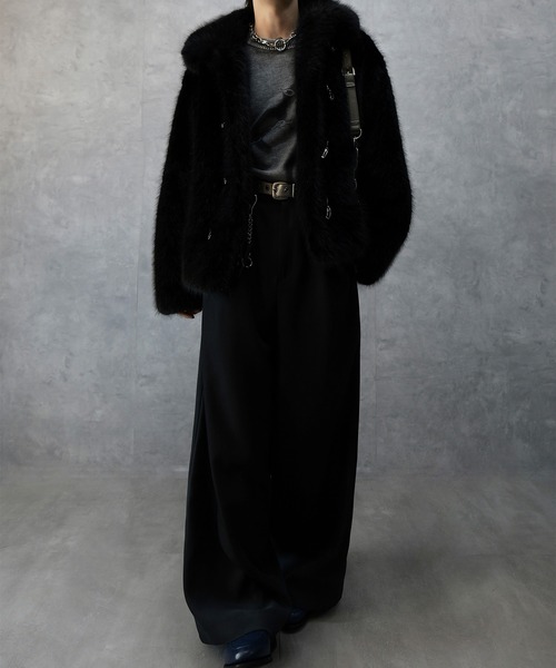 Spielio】Metal bit faux fur jacket / メタルビットフェイクファー