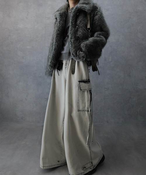 Spielio】Metal bit faux fur jacket / メタルビットフェイクファー