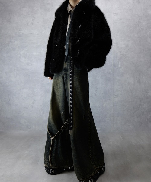 Spielio】Metal bit faux fur jacket / メタルビットフェイクファー