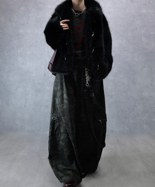 Spielio】Metal bit faux fur jacket / メタルビットフェイクファー