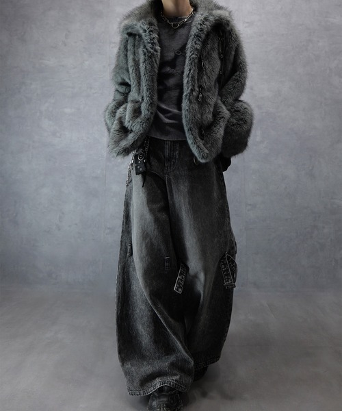 【完売品】Spielio/シュピーリオ　メタルビットフェイクファージャ Spielio】Metal bit faux fur jacket / メタルビットフェイクファー