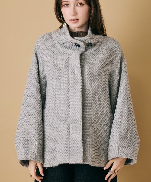 セール】スタンドカラーコクーンシルエットジャケット（その他アウター