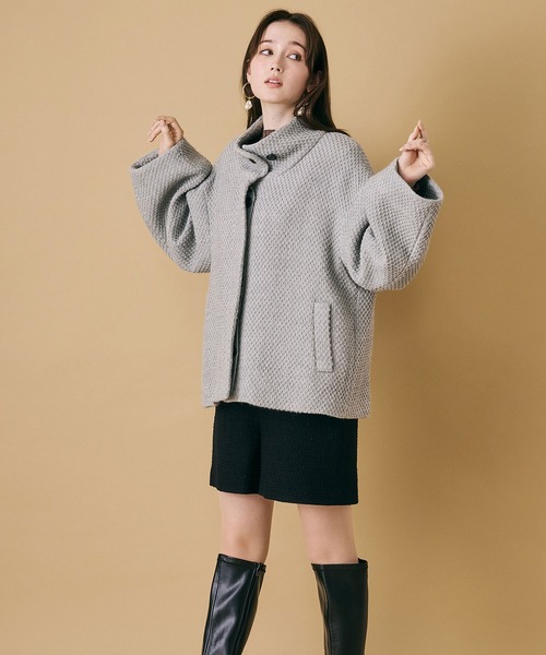 セール】スタンドカラーコクーンシルエットジャケット（その他アウター