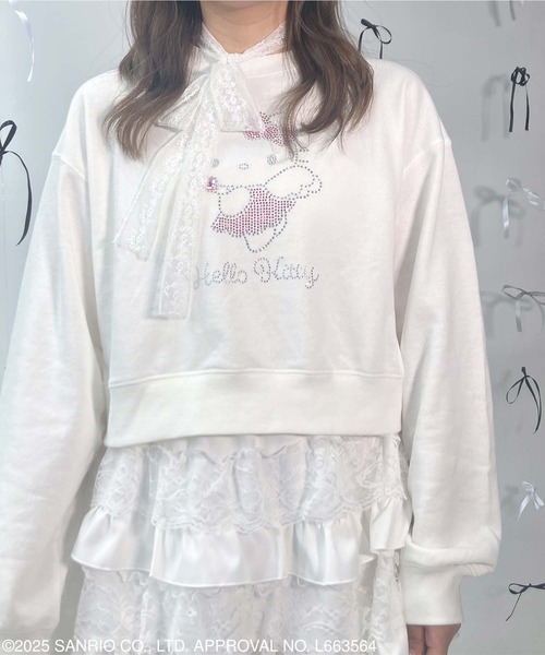 AS KNOW AS plus(アズノゥアズプラス)の「♪キラキラ Sanrio characters ショート丈プルオーバー 【Sanrio/サンリオ】(スウェット・レディース・ネイビー系/オフホワイト/ブラック系/ブラック・FREE)」の10枚目の写真