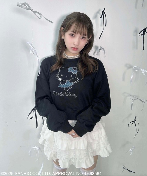 AS KNOW AS plus(アズノゥアズプラス)の「♪キラキラ Sanrio characters ショート丈プルオーバー 【Sanrio/サンリオ】(スウェット・レディース・ネイビー系/オフホワイト/ブラック系/ブラック・FREE)」の14枚目の写真